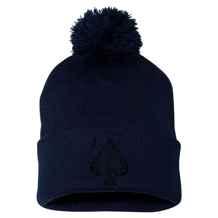 Vintage Victorian Ace Of Spades Poker Pom Pom 12in Knit Beanie