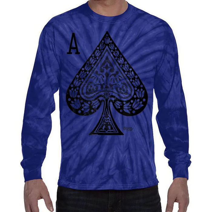 Vintage Victorian Ace Of Spades Poker Tie-Dye Long Sleeve Shirt