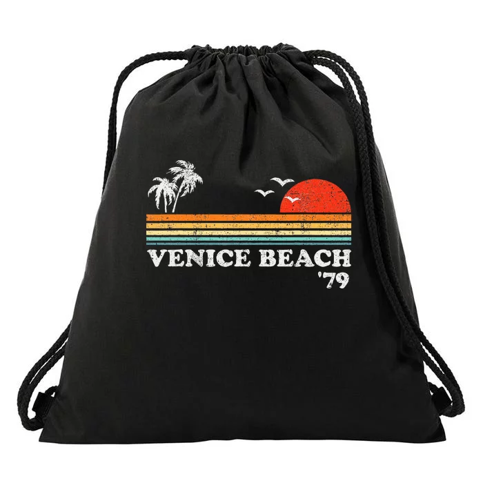 Vintage Venice Beach California Retro Sunset Surf 70S Gift Drawstring Bag