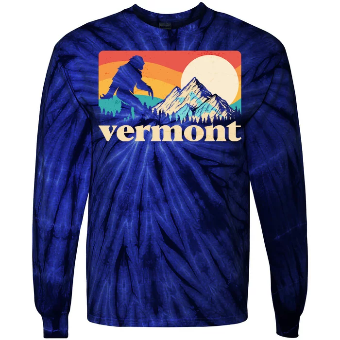 Vintage Vermont Bigfoot Sasquatch Wilderness Tie-Dye Long Sleeve Shirt