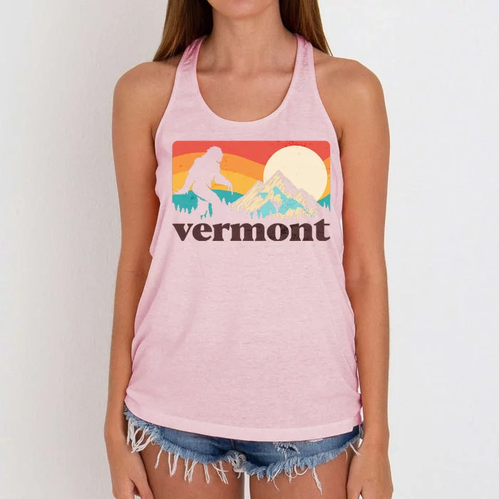 Vintage Vermont Bigfoot Sasquatch Wilderness Women's Knotted Racerback Tank