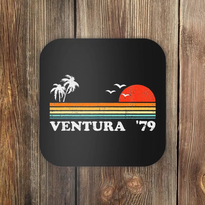 Vintage Ventura Beach California Retro Sunset Surf 70s Gift Coaster