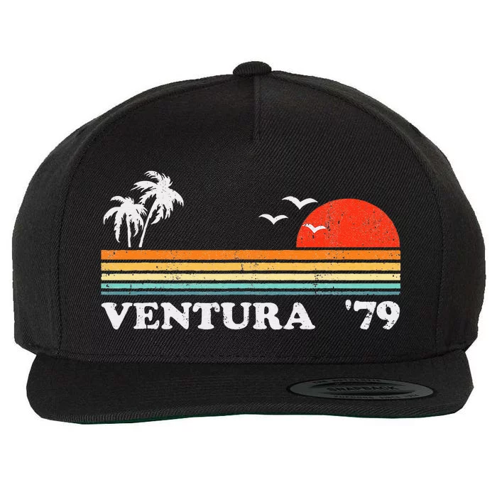 Vintage Ventura Beach California Retro Sunset Surf 70s Gift Wool Snapback Cap