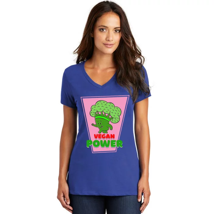 Vegetarian Veggies Broccoli Runner Vegan Power Running Gift Women's V-Neck T-Shirt