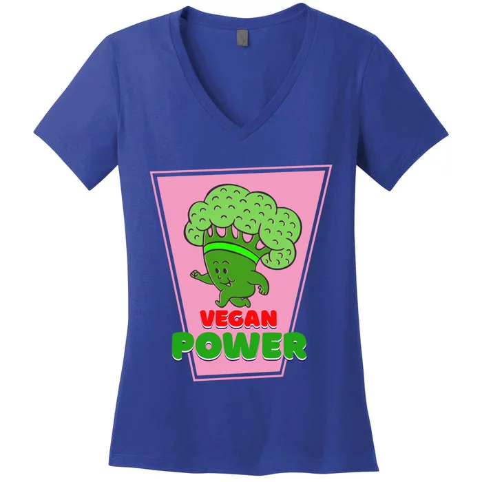 Vegetarian Veggies Broccoli Runner Vegan Power Running Gift Women's V-Neck T-Shirt