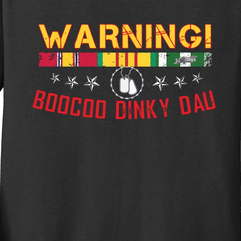 Vietnam Veteran Boocoo Dinky Dau Kids Long Sleeve Shirt