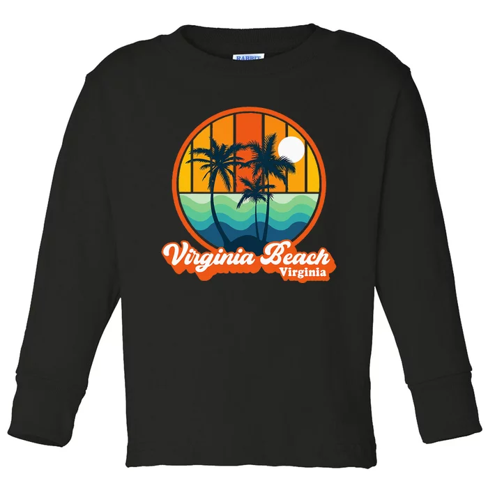 Vintage Virginia Beach Virginia Summer 90s Beach Souvenirs Toddler Long Sleeve Shirt