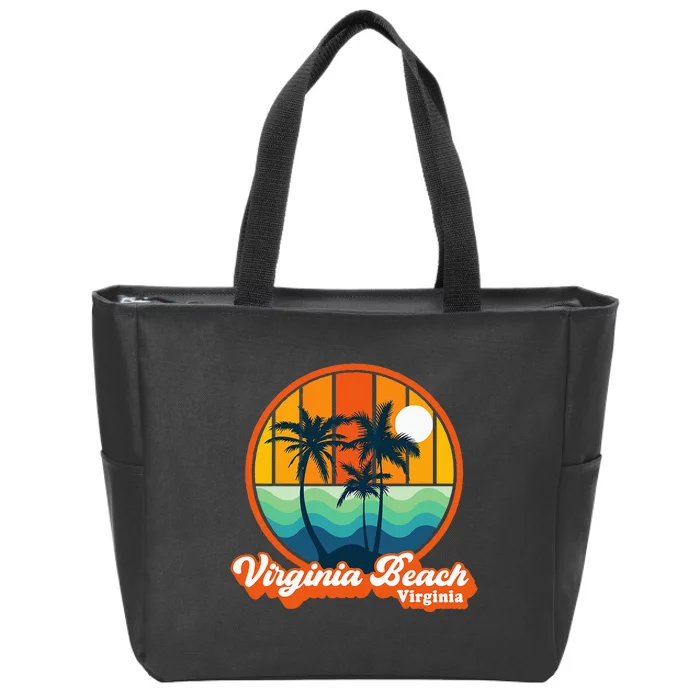 Vintage Virginia Beach Virginia Summer 90s Beach Souvenirs Zip Tote Bag