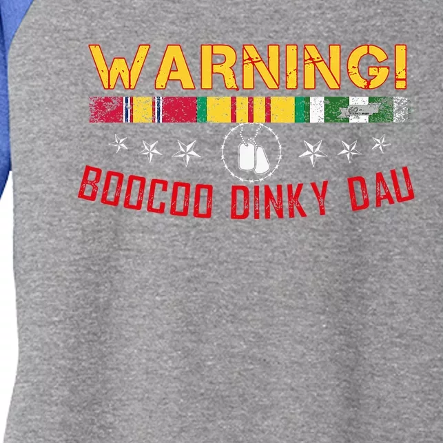 Vietnam Veteran Boocoo Dinky Dau Women's Tri-Blend 3/4-Sleeve Raglan Shirt