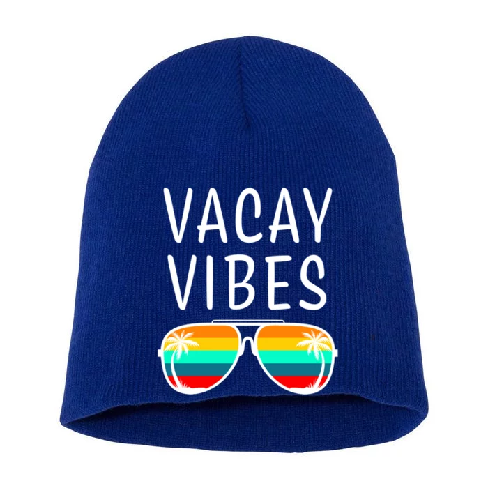 Vacay Vibes Beach Vacation Cute Gift Short Acrylic Beanie