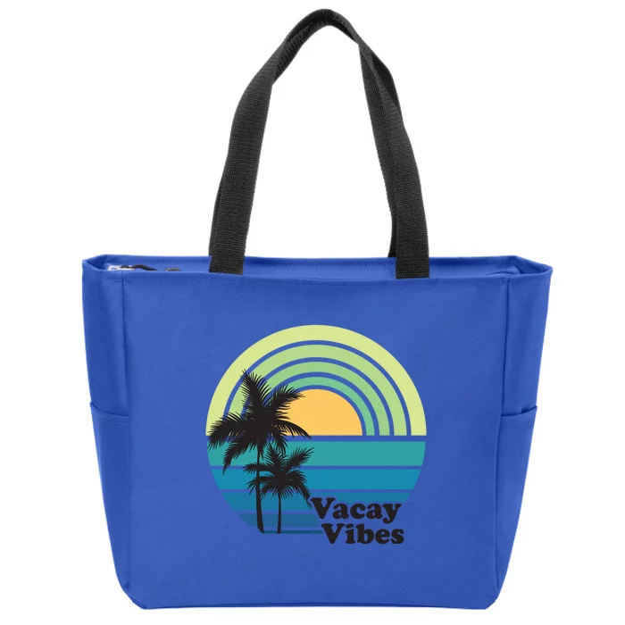 Vacay Vibes Beach Family Vacation Summer Graphic Gift Zip Tote Bag