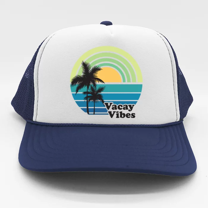 Vacay Vibes Beach Family Vacation Summer Graphic Gift Trucker Hat