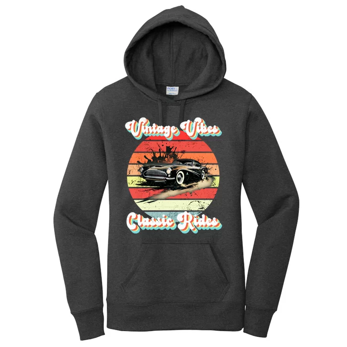 Vintage Vibes Classic Rides Retro Women's Pullover Hoodie