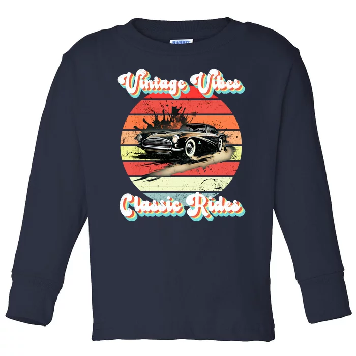 Vintage Vibes Classic Rides Retro Toddler Long Sleeve Shirt