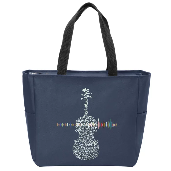 Violin Viola Cello Bass Artistic Music Sound Wave Zip Tote Bag