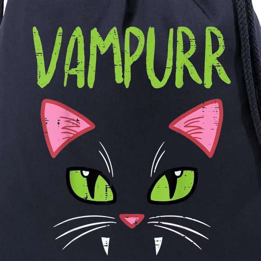 Vampurr Vampire Cat Funny Halloween Costume Drawstring Bag