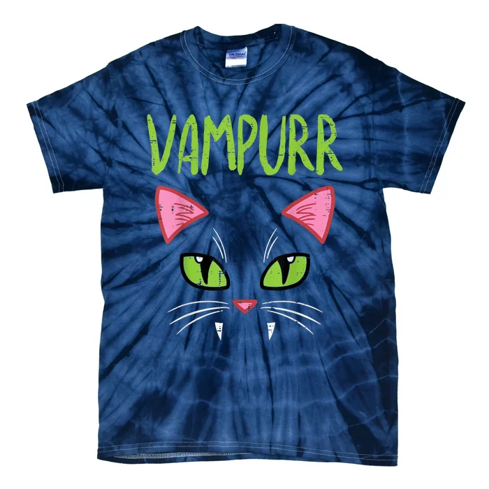 Vampurr Vampire Cat Funny Halloween Costume Tie-Dye T-Shirt