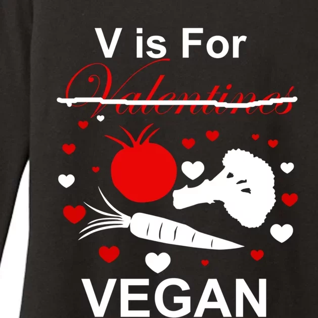 Vegan Valentines Day V Is For Love And Vegetables Veganism Cute Gift Womens CVC Long Sleeve Shirt