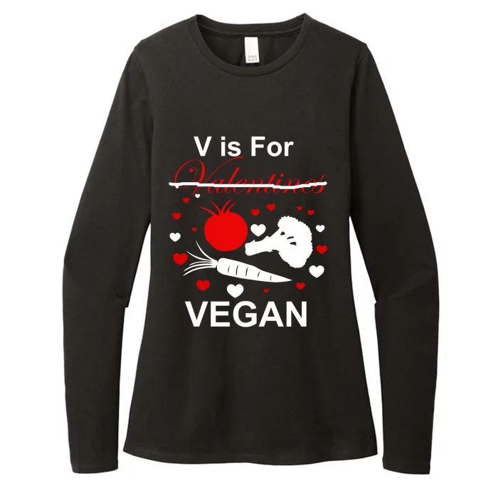 Vegan Valentines Day V Is For Love And Vegetables Veganism Cute Gift Womens CVC Long Sleeve Shirt