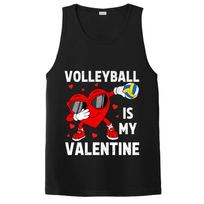 Volleyball Valentines Day Heart Dabbing American Sport Lover Meaningful Gift Performance Tank