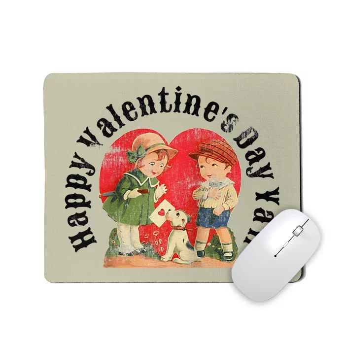 Vintage Valentines Day Greeting Card Graphic Art Design Raglan Baseball Cute Mousepad