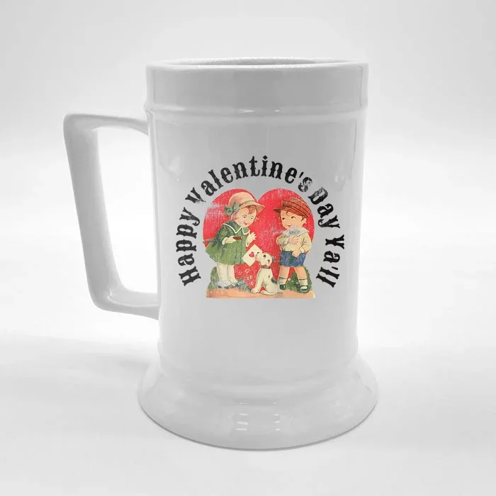 Vintage Valentines Day Greeting Card Graphic Art Design Raglan Baseball Cute Front & Back Beer Stein