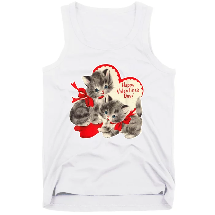 Vintage ValentineS Day Cat Kitten Kitty Retro Valentine Tank Top