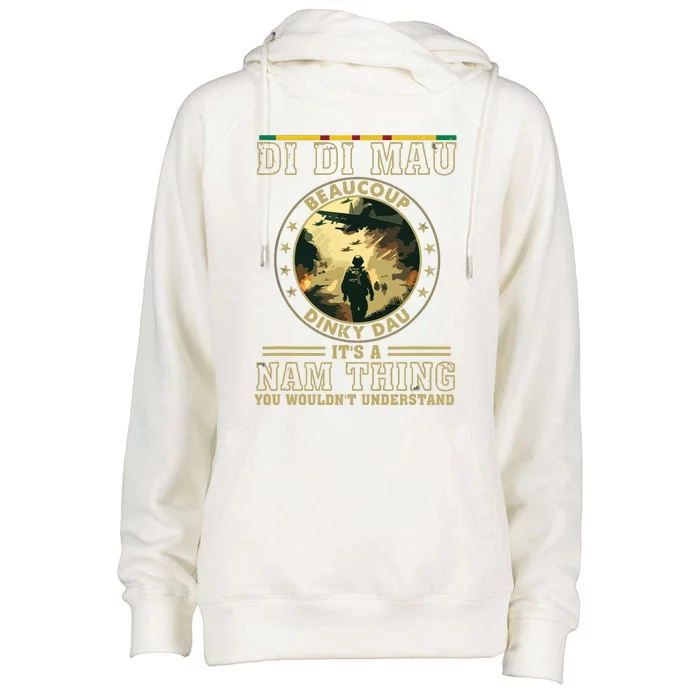 Vietnam Veteran Di Di Mau Vietnam War Memory Memorial Day Womens Funnel Neck Pullover Hood