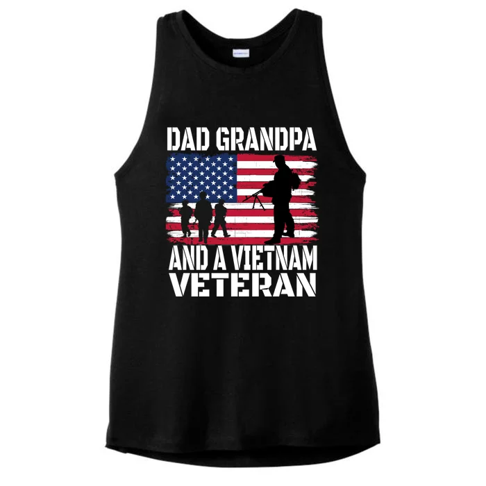 Vietnam Veterans Dad Grandpa Proud Military Vintage Gift Ladies Tri-Blend Wicking Tank