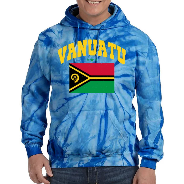 Vintage Vanuatu Flag Athletic Throwback Souvenir Tie Dye Hoodie