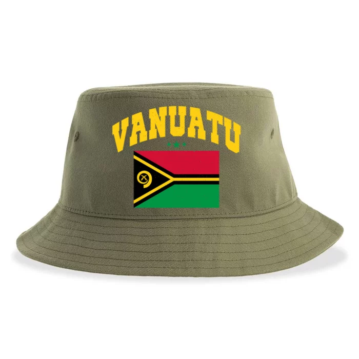 Vintage Vanuatu Flag Athletic Throwback Souvenir Sustainable Bucket Hat