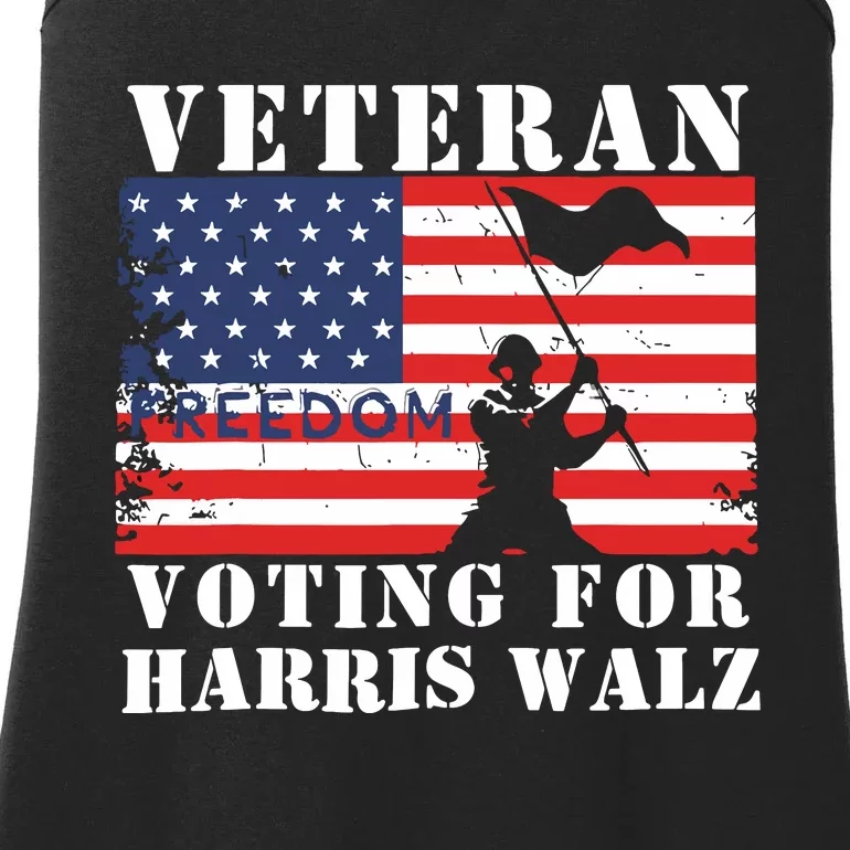 Veteran Voting For Harris Walz Ladies Essential Tank