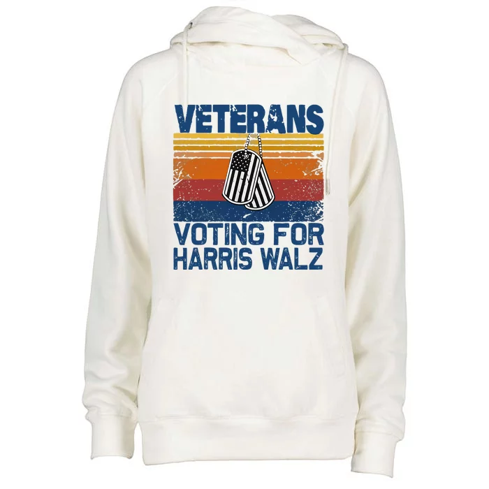 Veterans Voting For Harris Walz Waltz 2024 Womens Funnel Neck Pullover Hood