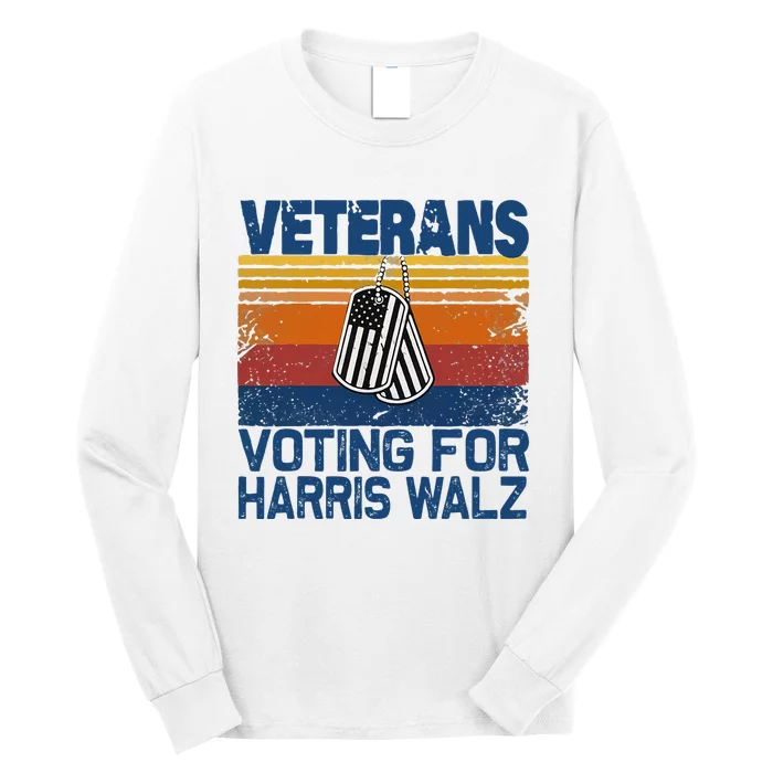 Veterans Voting For Harris Walz Waltz 2024 Long Sleeve Shirt