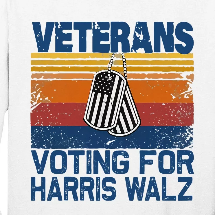 Veterans Voting For Harris Walz Waltz 2024 Tall Long Sleeve T-Shirt