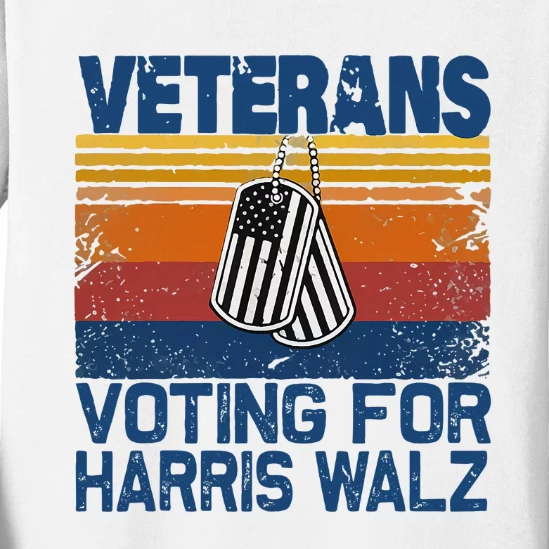 Veterans Voting For Harris Walz Waltz 2024 Kids Long Sleeve Shirt