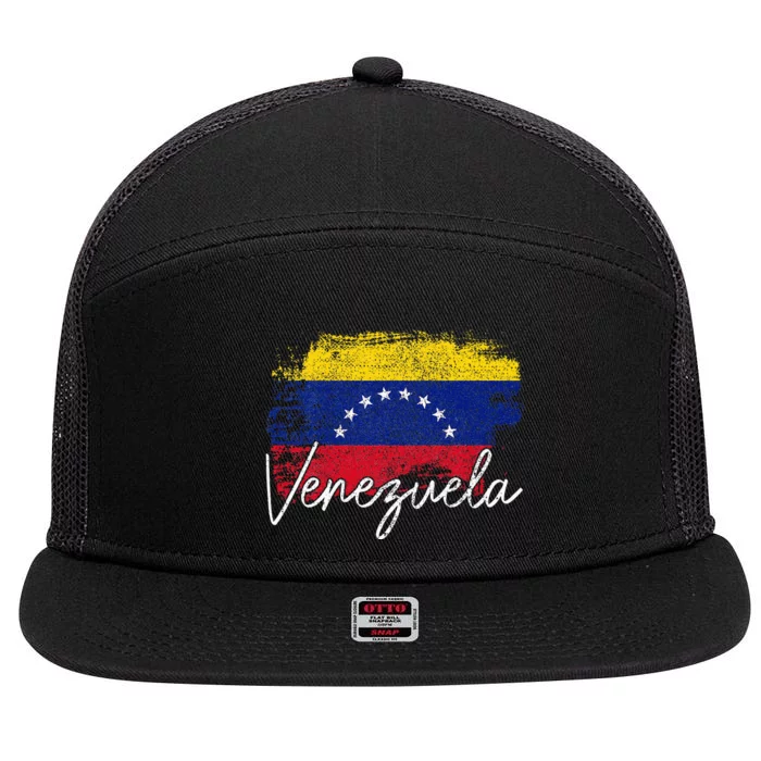 Venezuela Vintage Flag Venezuelan Pride Roots 7 Panel Mesh Trucker Snapback Hat