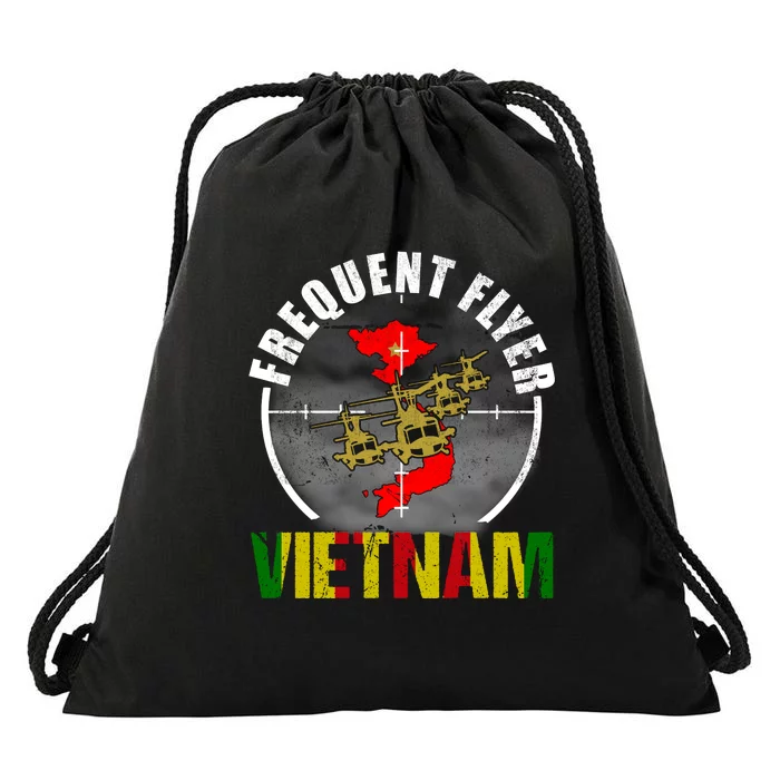 Vietnam Veteran Frequent Flyer Huey Helicopter Vintage Drawstring Bag