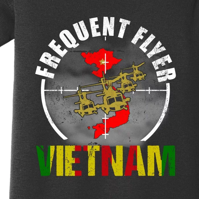 Vietnam Veteran Frequent Flyer Huey Helicopter Vintage Baby Bodysuit