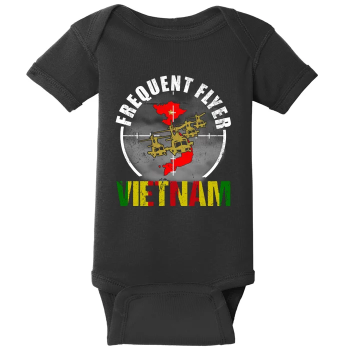 Vietnam Veteran Frequent Flyer Huey Helicopter Vintage Baby Bodysuit