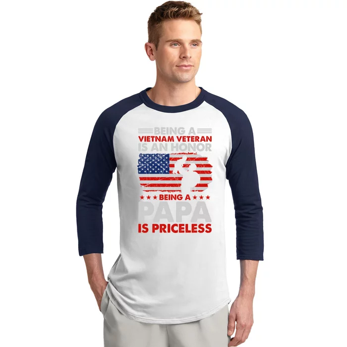 Vietnam Veteran Funny Gift Being A Papa Is Priceless Meaningful Gift Baseball Sleeve Shirt