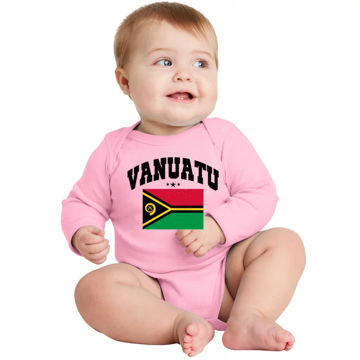 Vintage Vanuatu Flag Throwback Athletic Cute Gift Baby Long Sleeve Bodysuit