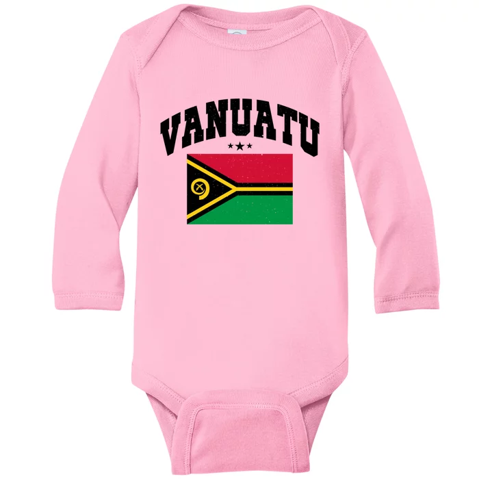 Vintage Vanuatu Flag Throwback Athletic Cute Gift Baby Long Sleeve Bodysuit