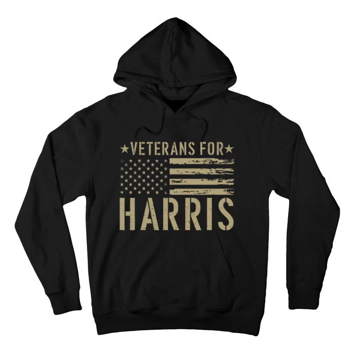 Vintage Veterans For Harris 2024 Military Vets Kamala Harris Gift Tall Hoodie