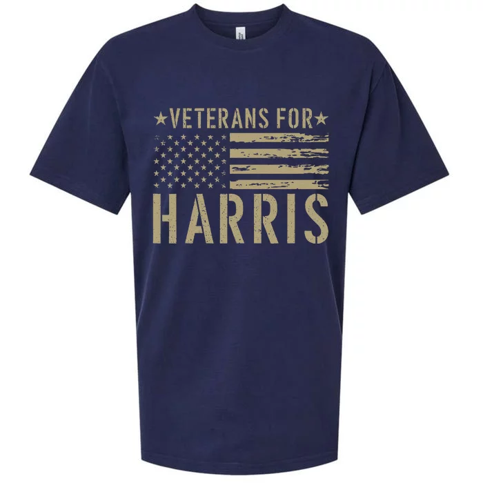 Vintage Veterans For Harris 2024 Military Vets Kamala Harris Gift Sueded Cloud Jersey T-Shirt