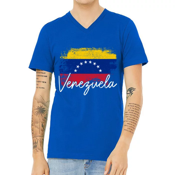 Venezuela Vintage Flag Venezuelan Pride Roots Great Gift V-Neck T-Shirt