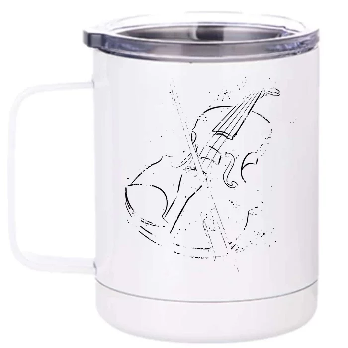 Vintage Violin For Music Lovers Front & Back 12oz Stainless Steel Tumbler Cup