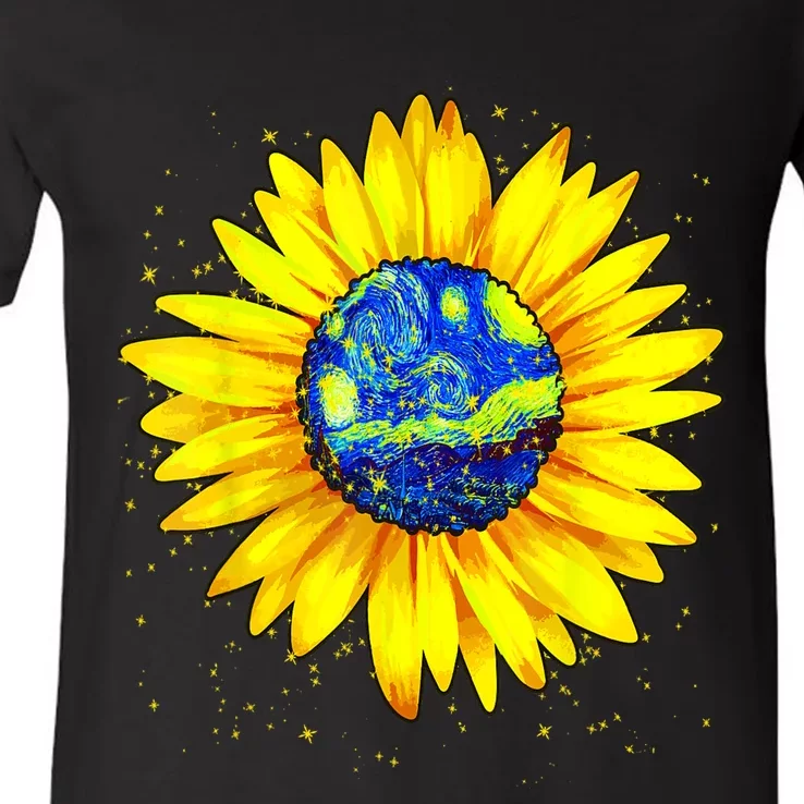 Vincent Van Gogh Starry Night Art Famous Painting Sunflower V-Neck T-Shirt