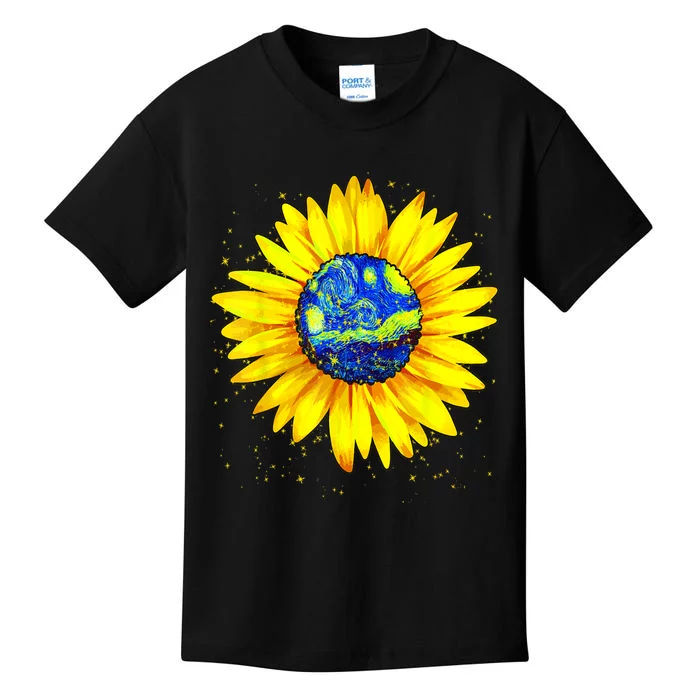 Vincent Van Gogh Starry Night Art Famous Painting Sunflower Kids T-Shirt