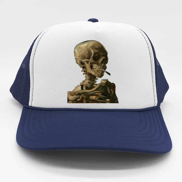 Vintage Van Gogh Skull Van Gogh Head Of A Skeleton Halloween Trucker Hat